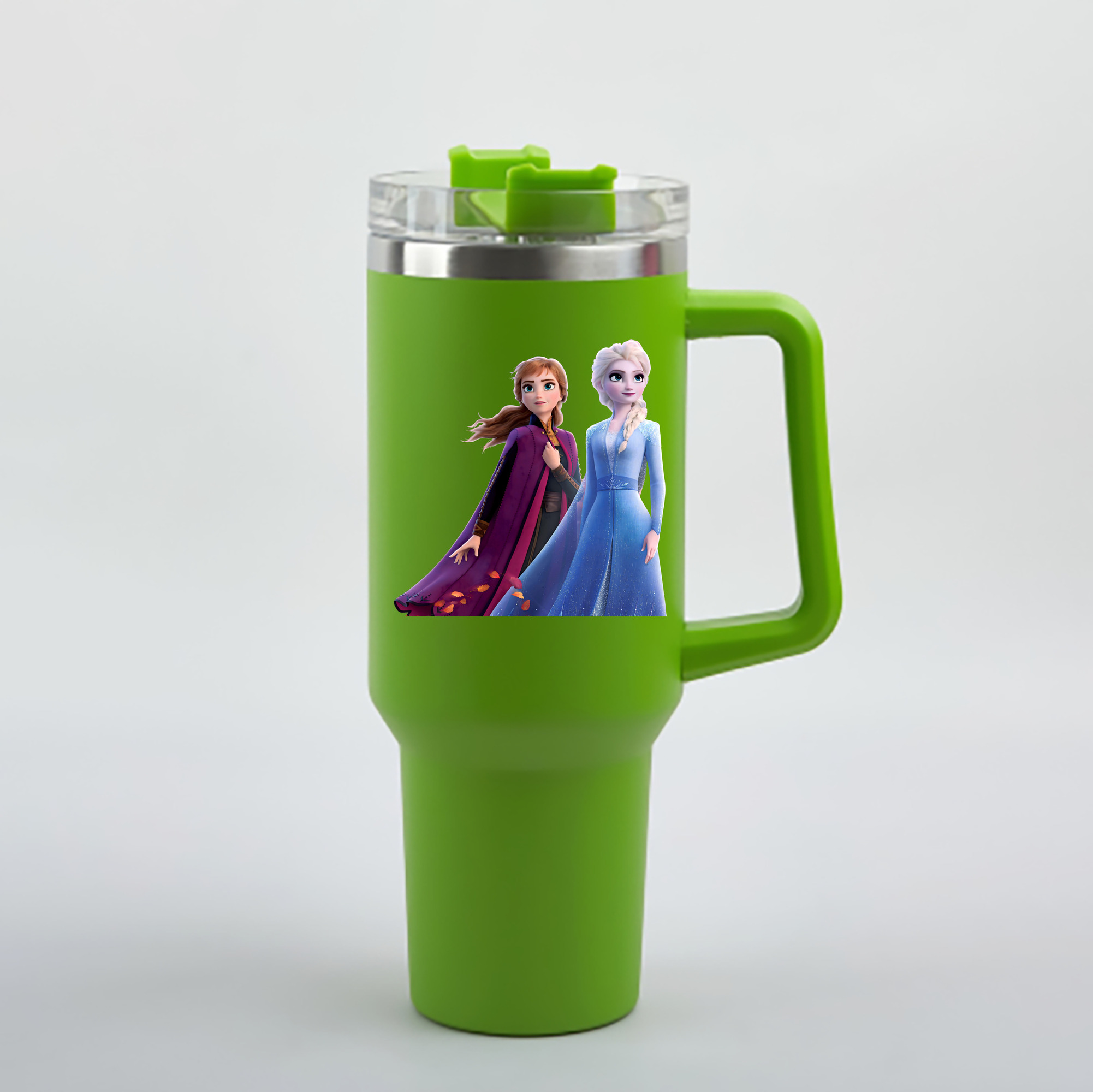 （画像用） アナと雪の女王 アンナ エルサ Frozen Anna Elsa 1200mL車用タンブラー - クリスタルステッカー（プラスチックストロー付き）